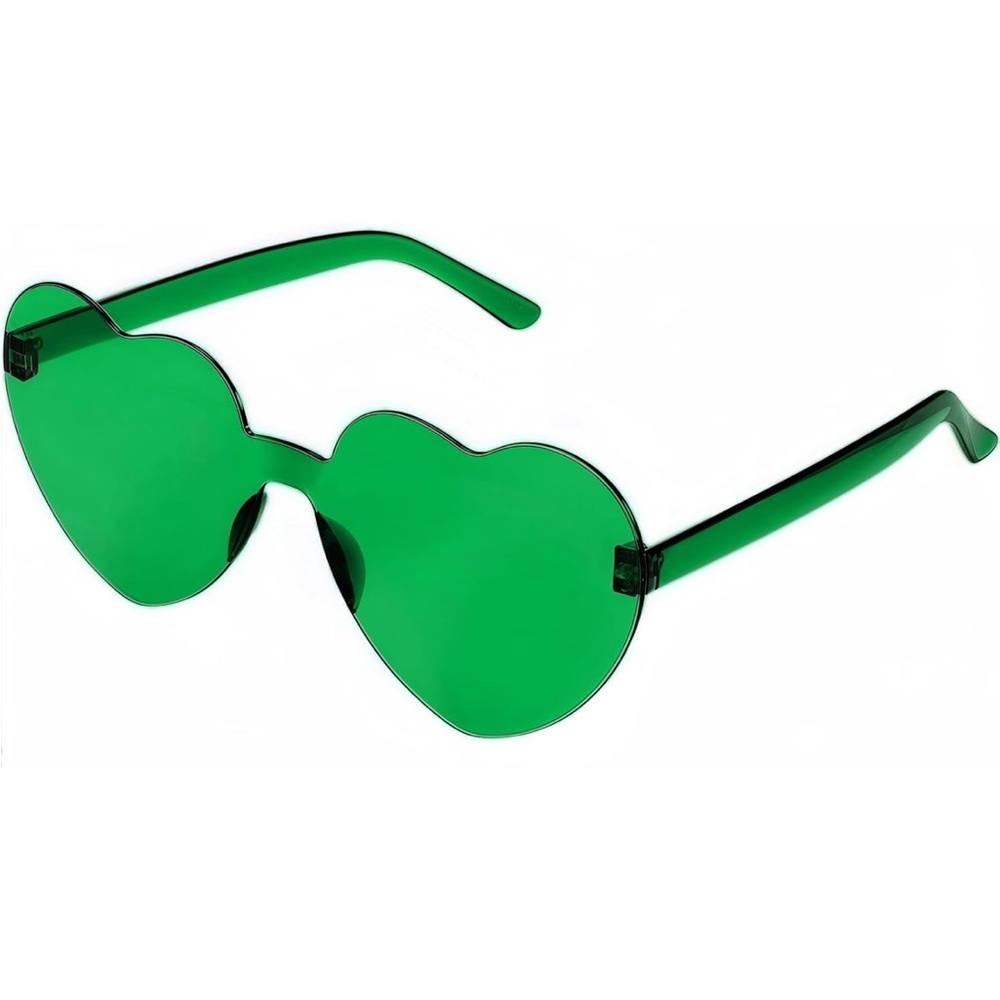 Amazon Heart Shaped Green Plastic Sunglasses for Women NWT